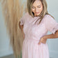 Lace Embroidered Dusty Pink Midi Dress Dresses Pologram