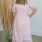 Lace Embroidered Dusty Pink Midi Dress Dresses Pologram
