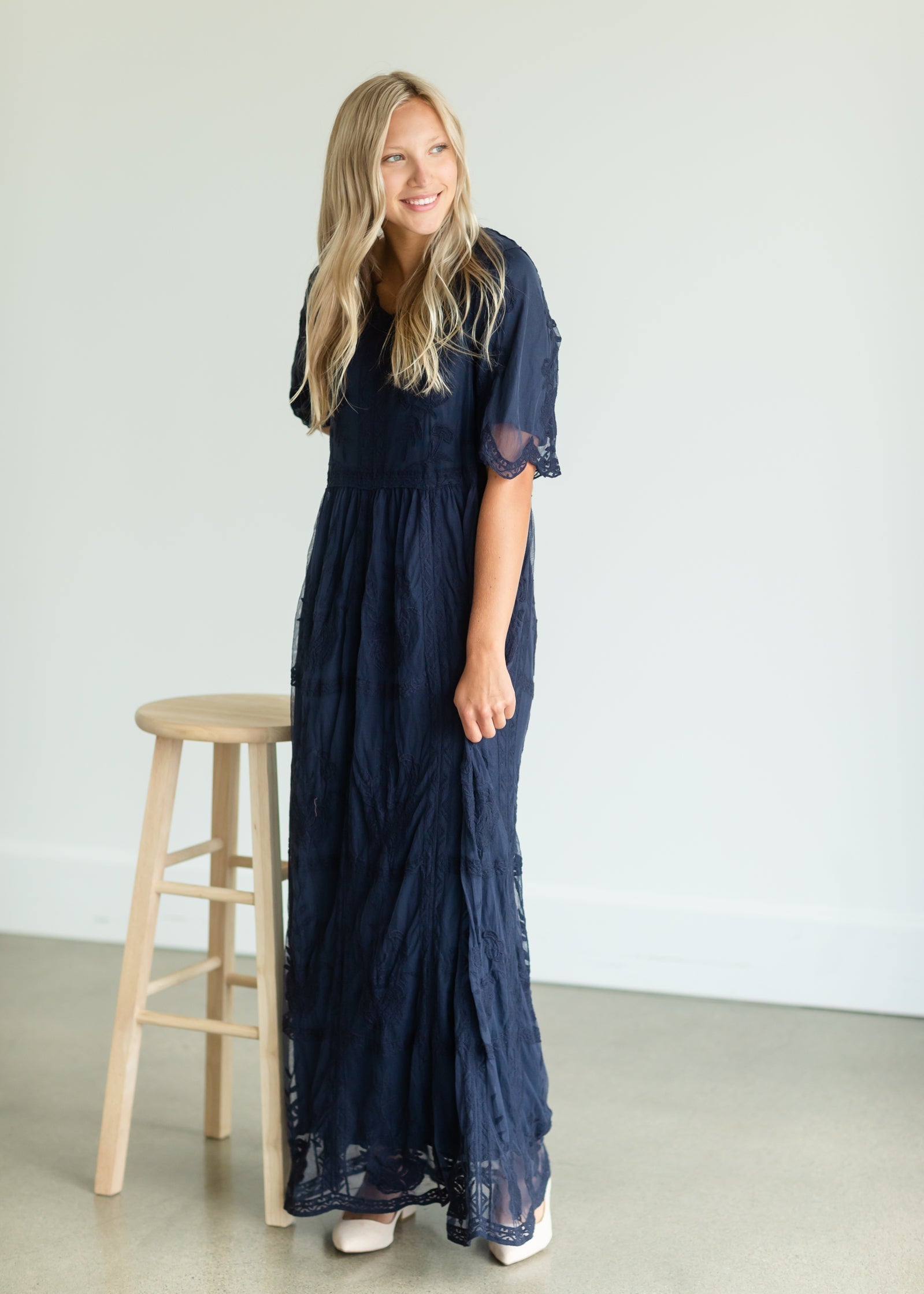 Lace Overlay Bell Sleeve Maxi Dress - FINAL SALE Dresses