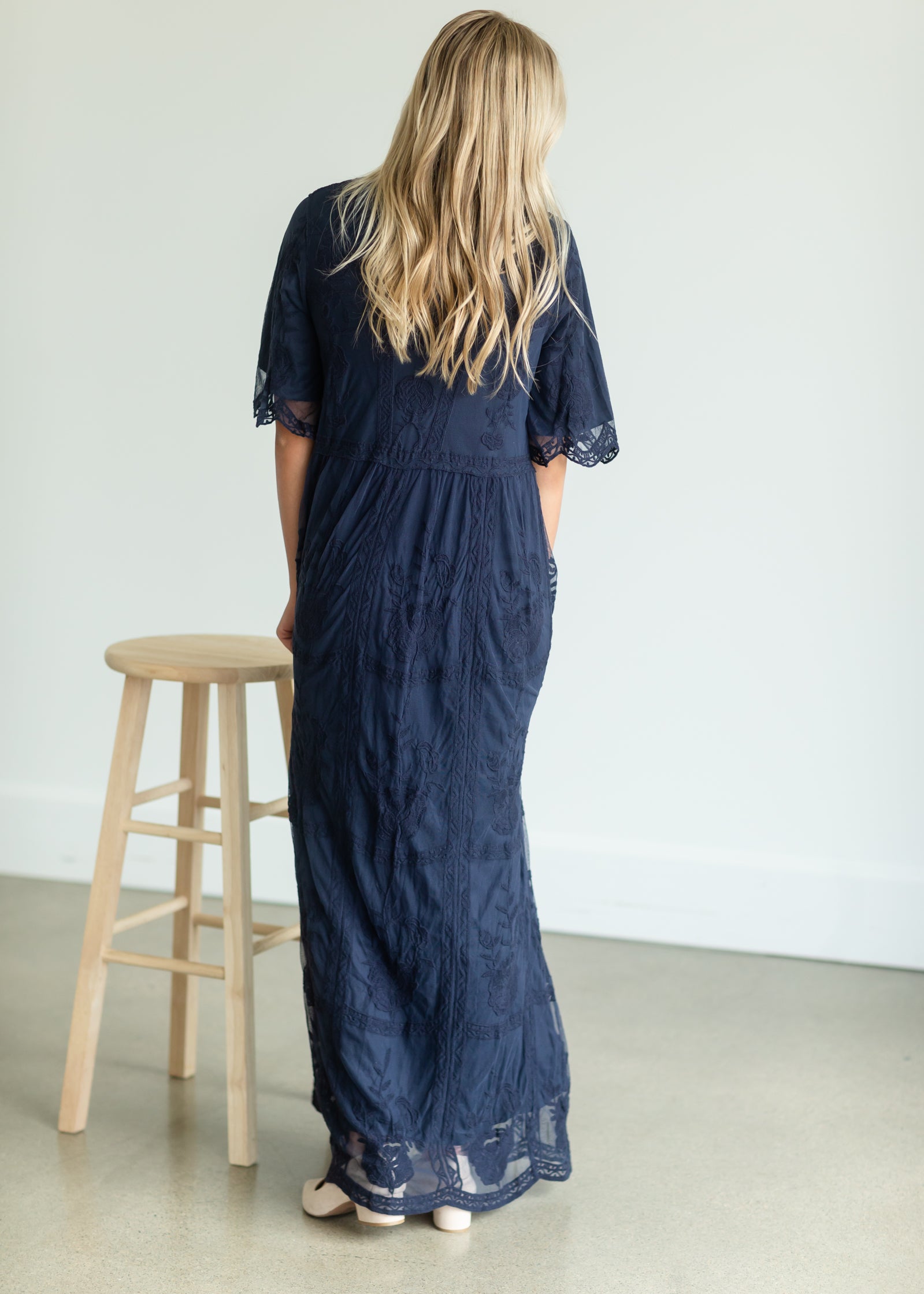 Lace Overlay Bell Sleeve Maxi Dress - FINAL SALE Dresses