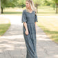 Lace Overlay Bell Sleeve Maxi Dress - FINAL SALE Dresses Charcoal / S/M