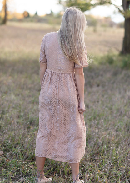 Lace Overlay Midi Dress Dresses Polagram