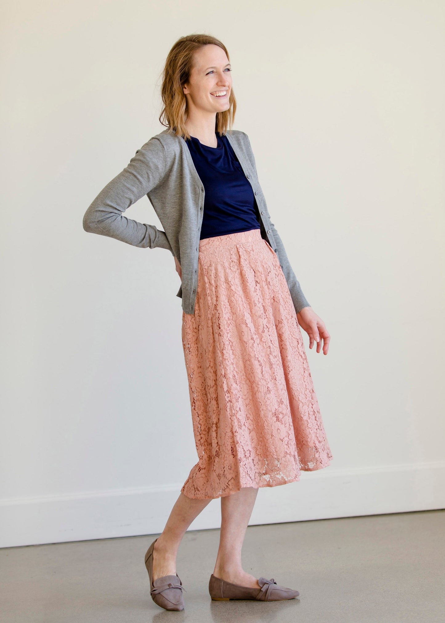 Lace Stretch Waist Midi Skirt - FINAL SALE Skirts