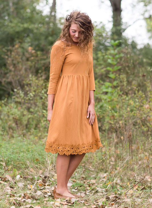Lace Trim Midi Dress Dresses