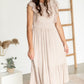 Lace Trim Smocked Waist Midi Dress Dresses Beige / S