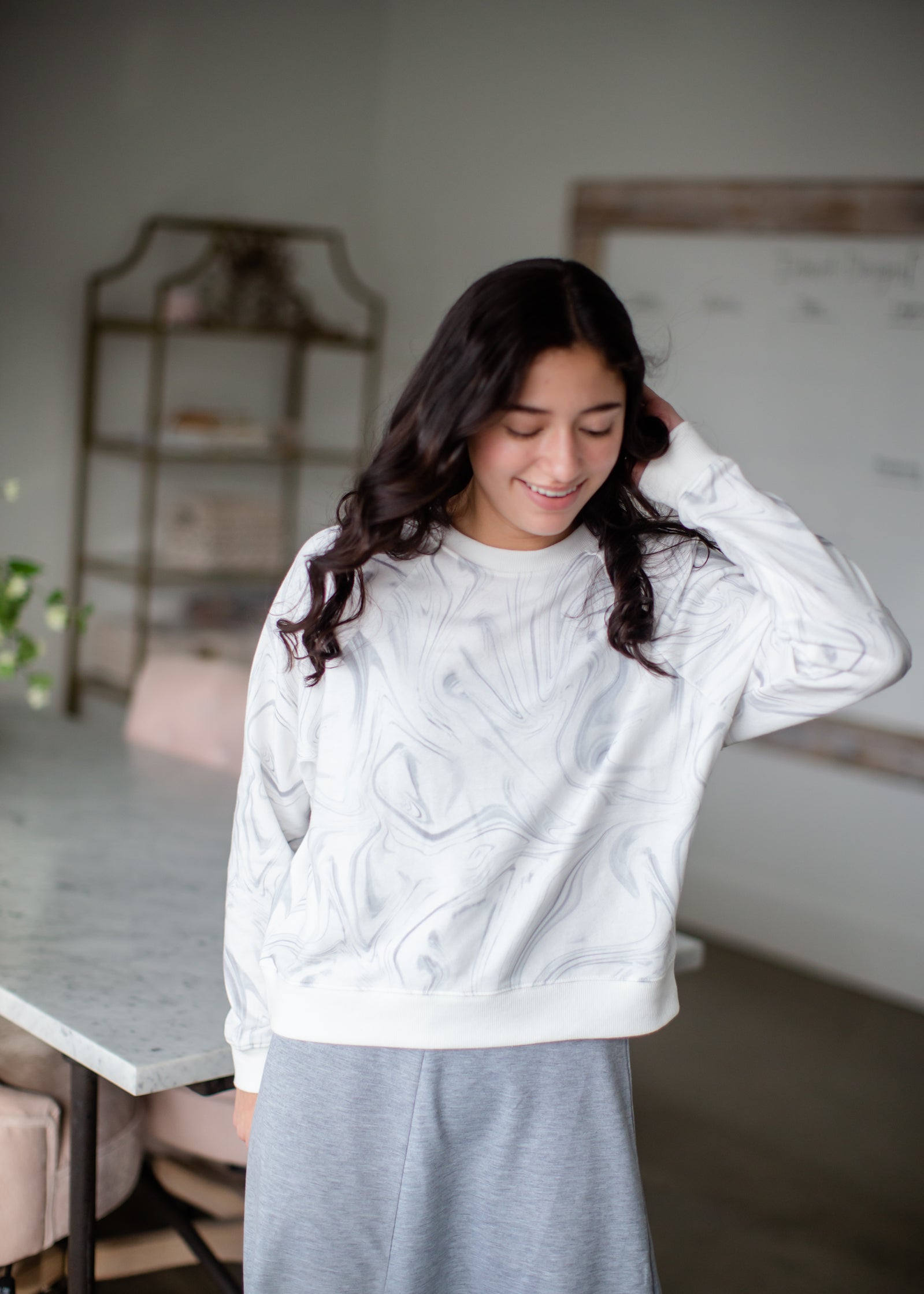 Laki Marble Sweatshirt Tops Z Supply