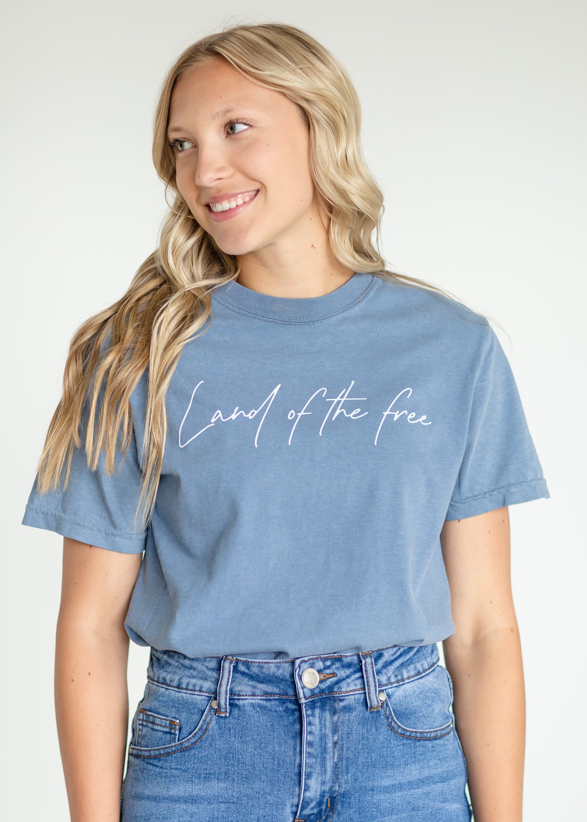 Land of the Free Graphic Tee Tops