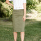 Lara Elastic Waist Olive Midi Skirt - FINAL SALE Skirts