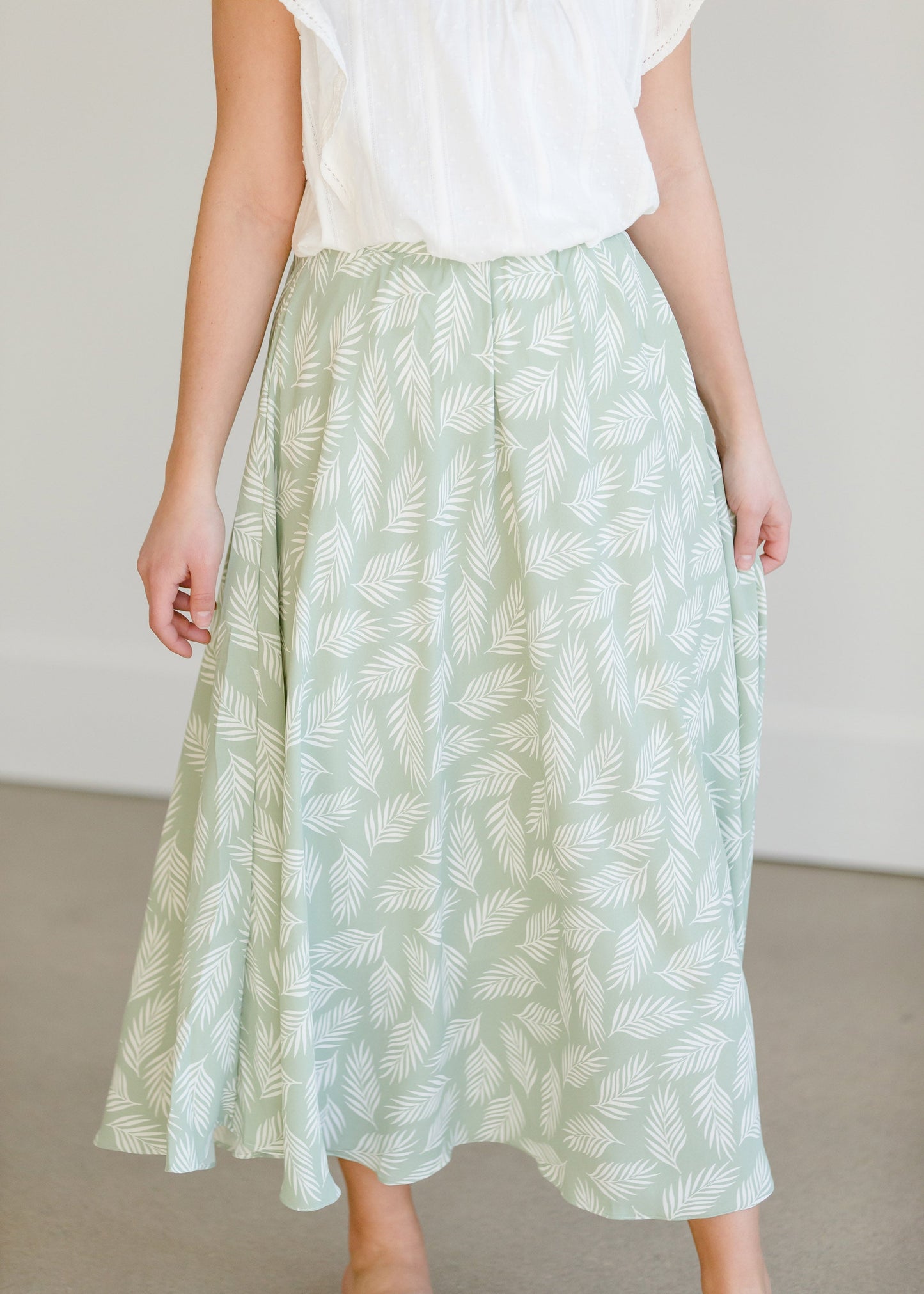 Leaf Printed High Waist Midi Skirt - FINAL SALE Skirts