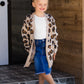 Girls tan and black leopard print open front cardigan