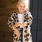 Girls tan and black leopard print open front cardigan