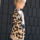 Girls tan and black leopard print open front cardigan