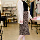 Leopard print midi length pencil skirt