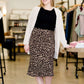 Leopard print midi length pencil skirt