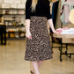 Leopard print midi length pencil skirt