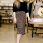 Leopard print midi length pencil skirt