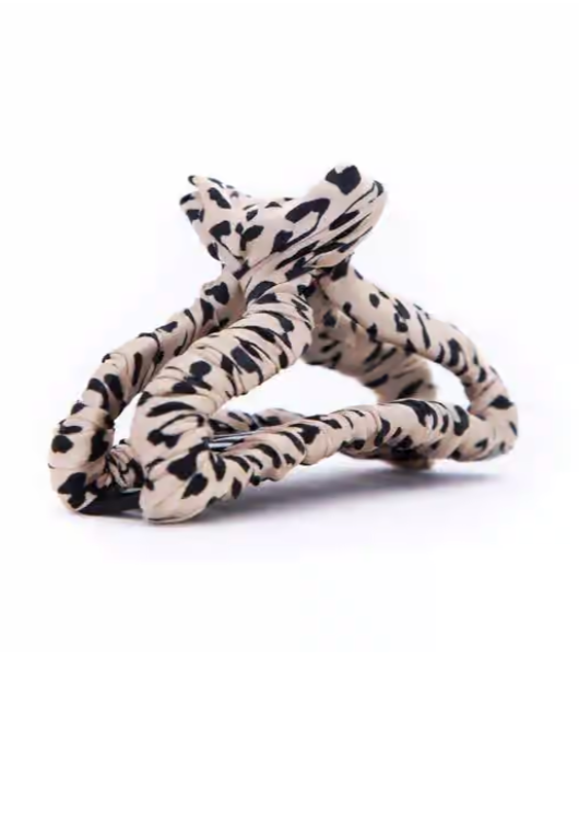 Leopard Print Satin Wrapped Claw Clip Accessories Kitsch