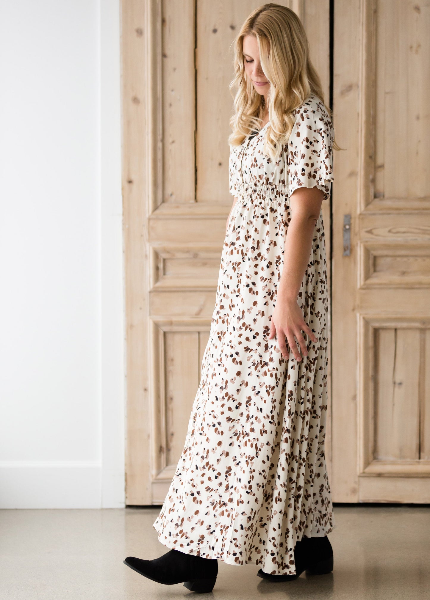 Leopard Print Smocked Maxi Dress-FINAL SALE Dresses
