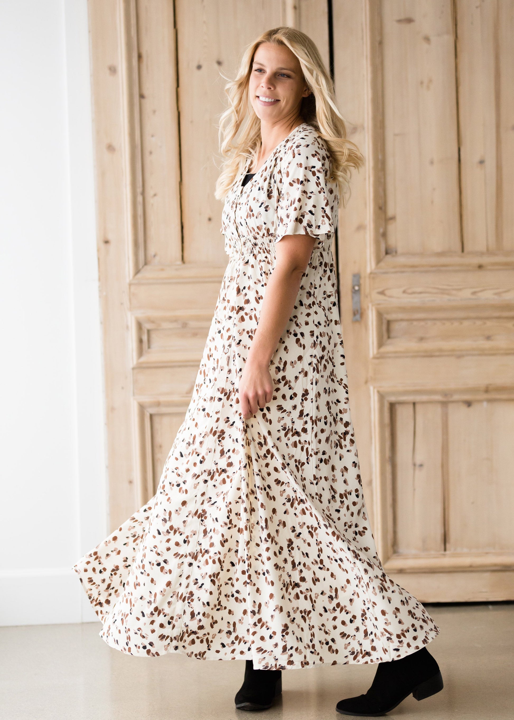 Leopard Print Smocked Maxi Dress-FINAL SALE Dresses