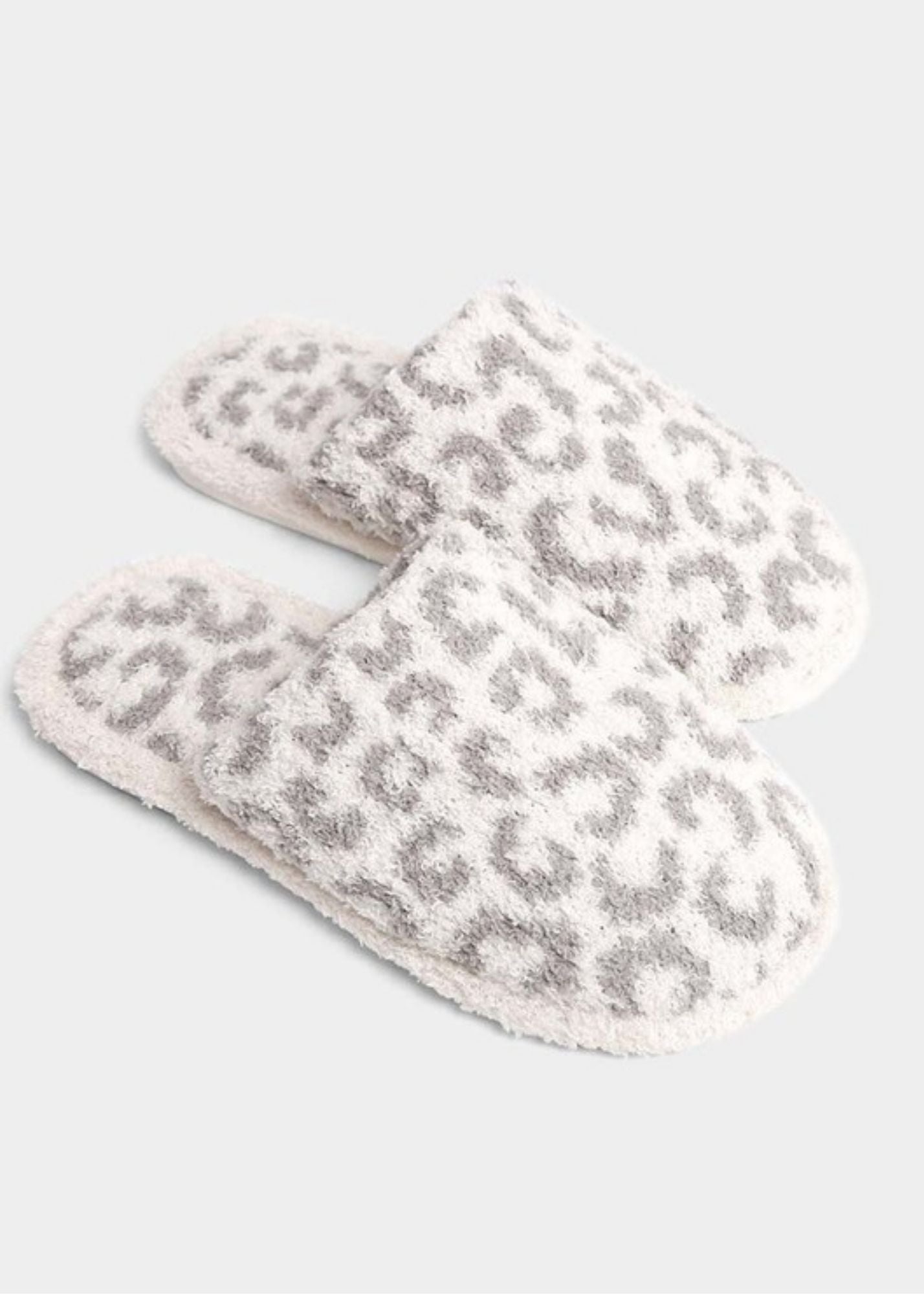 Leopard Print Soft Slippers - FINAL SALE Shoes Wona Trading Gray / S/M