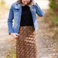 Leopard Print Suede Midi Skirt - FINAL SALE Skirts