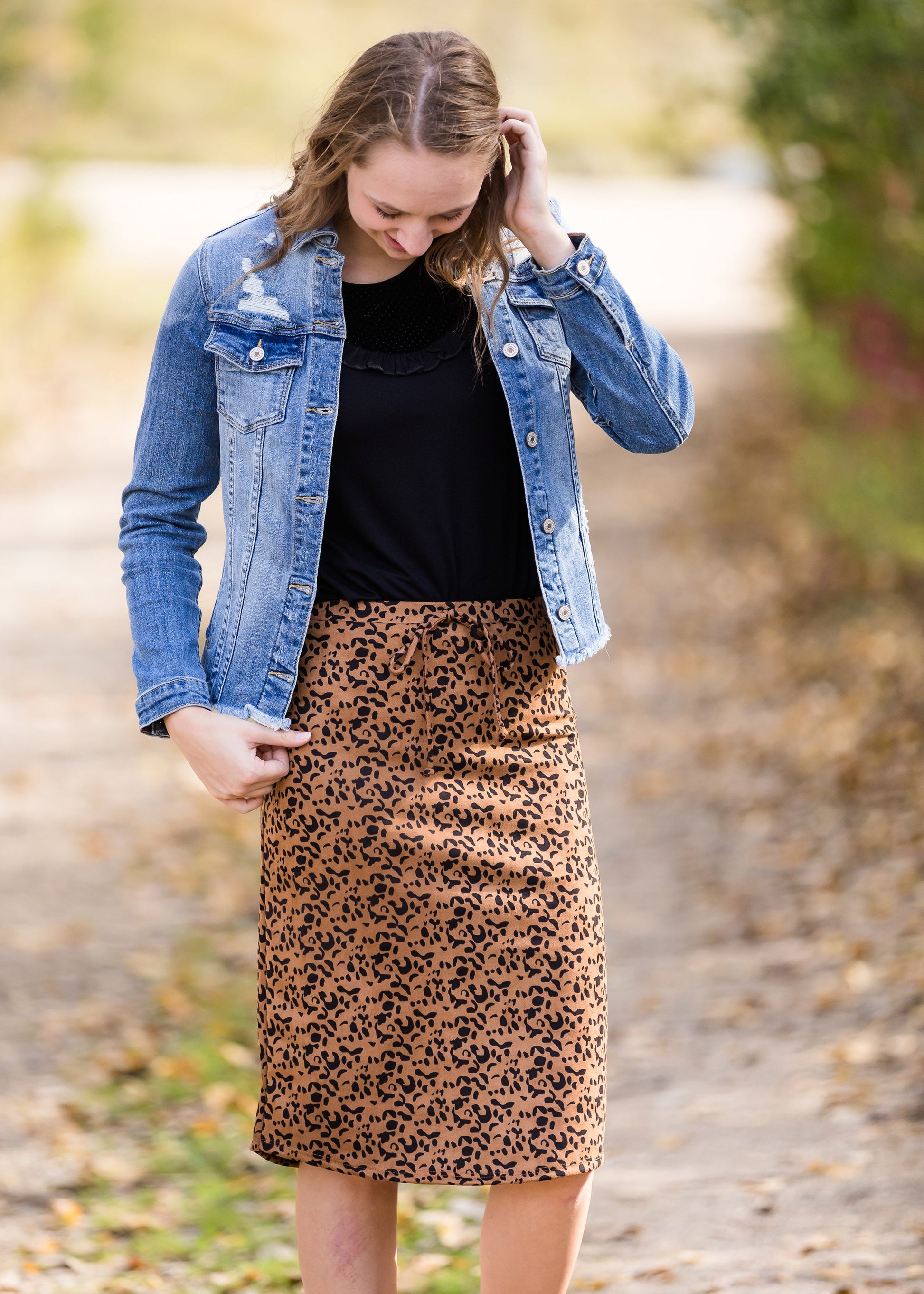 Leopard Print Suede Midi Skirt - FINAL SALE Skirts