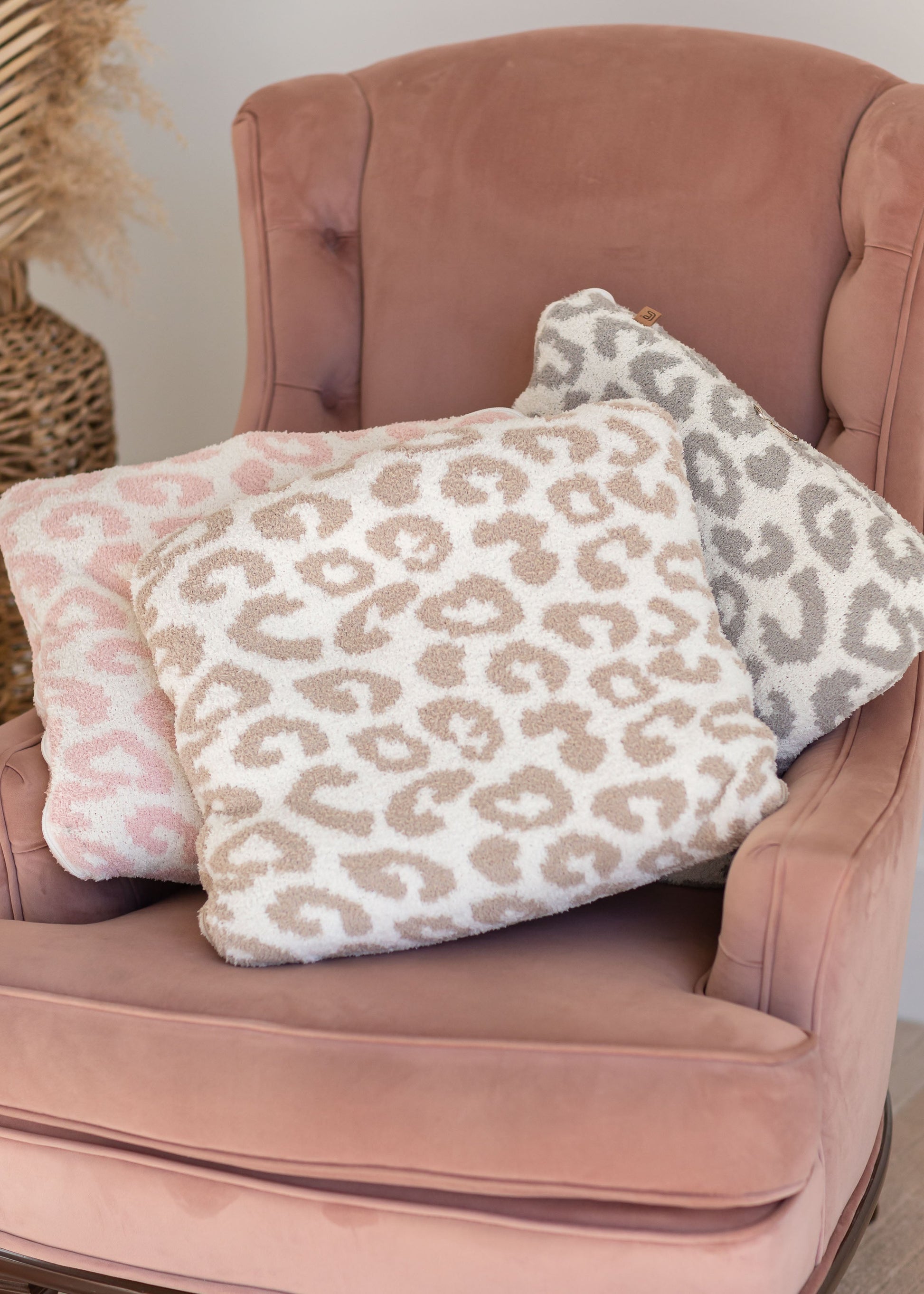 Leopard Print Throw Blanket + Pillow Gifts Beige