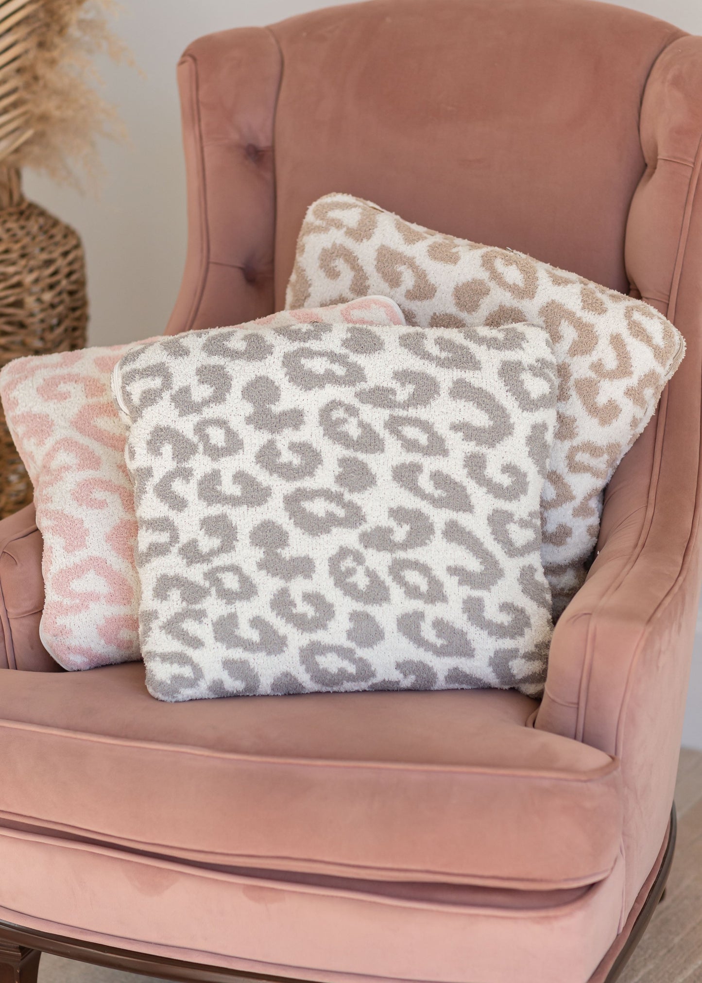Leopard Print Throw Blanket + Pillow Gifts Gray