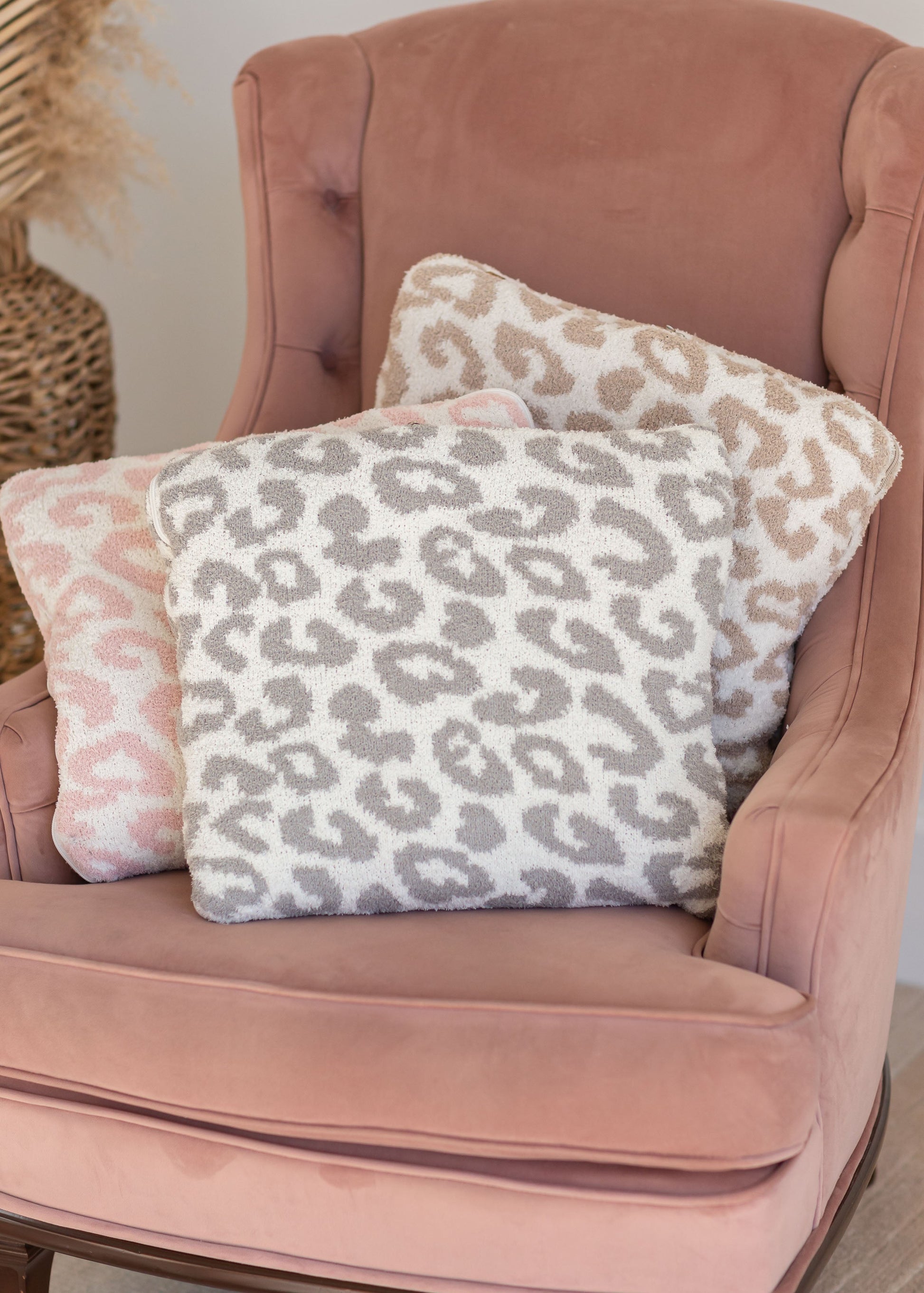 Leopard Print Throw Blanket + Pillow Gifts Gray