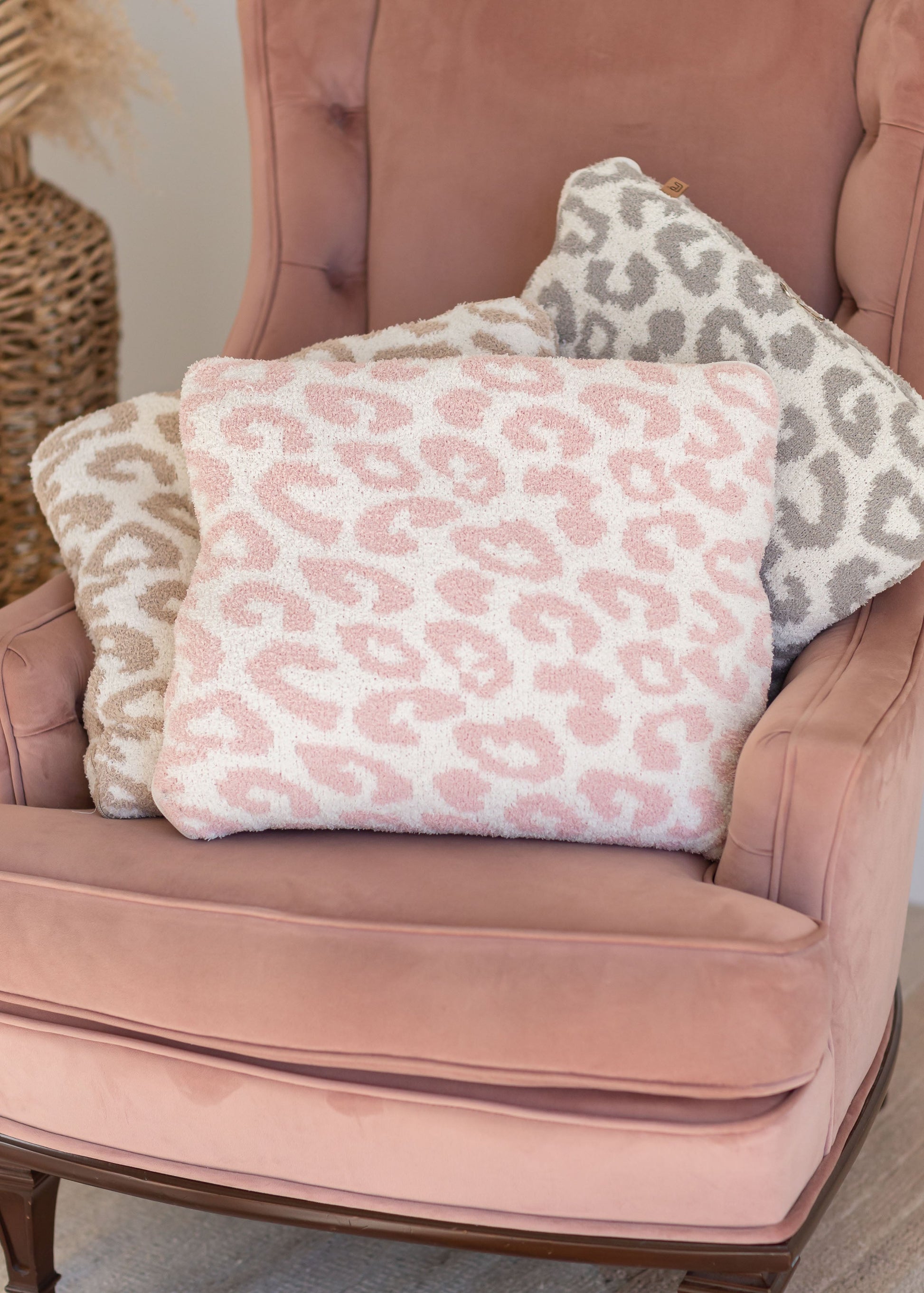 Leopard Print Throw Blanket + Pillow Gifts Pink