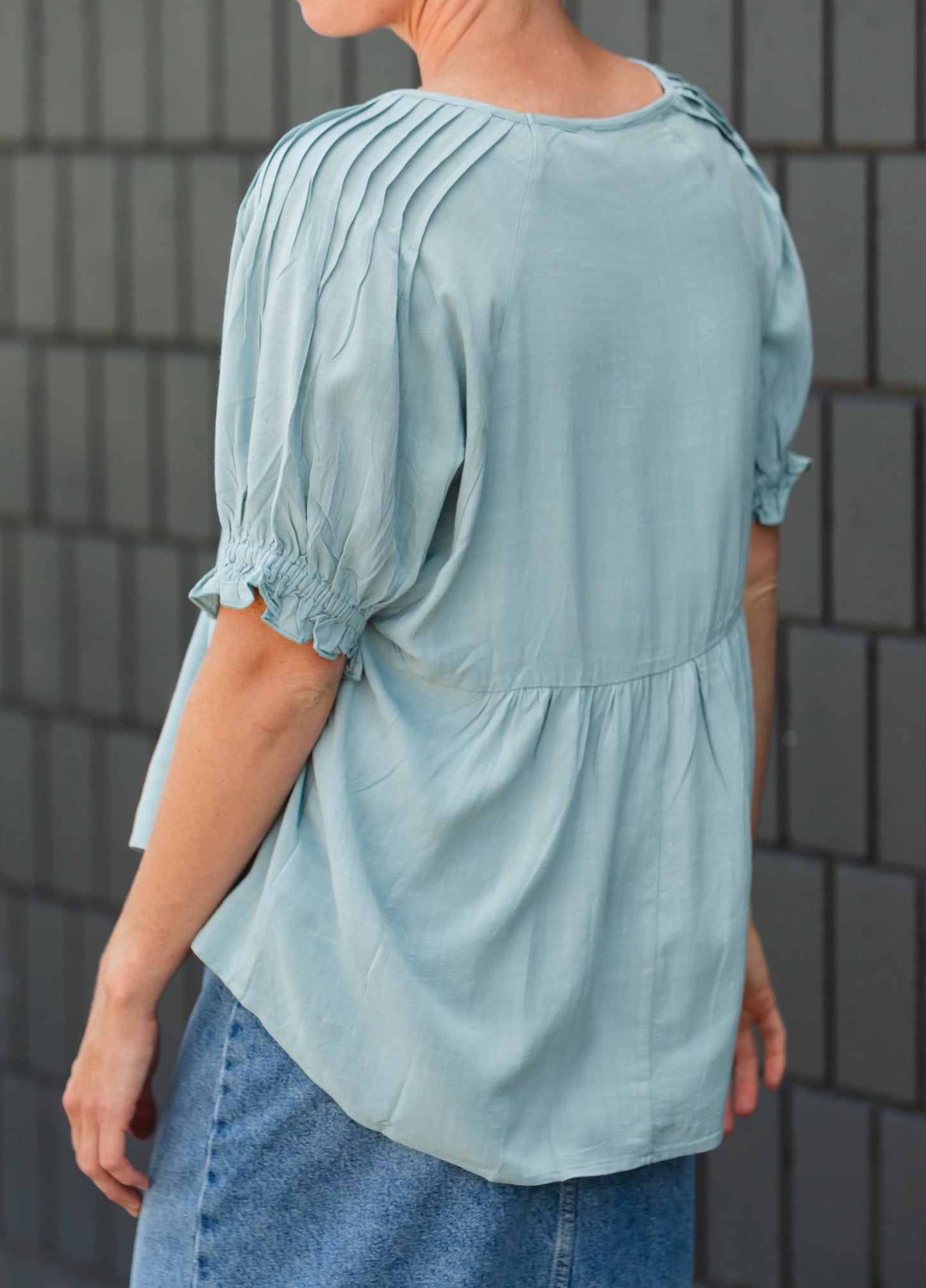 Light Blue Babydoll Ruffle Top - FINAL SALE Tops