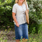 Light Blue Striped Peplum Top Tops