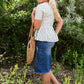 Light Blue Striped Peplum Top Tops