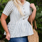 Light Blue Striped Peplum Top Tops