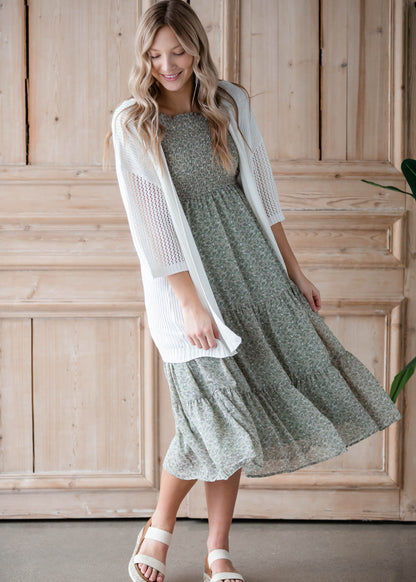 Light Knit Cardigan With Open Knit Bell Sleeves Shirt Cozy Co