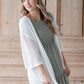 Light Knit Cardigan With Open Knit Bell Sleeves Shirt Cozy Co White / S/M