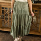Light Olive Tie Waist Midi Skirt - FINAL SALE Skirts