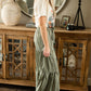 Light Olive Tie Waist Midi Skirt - FINAL SALE Skirts