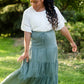 Light Olive Tiered Drawstring Skirt Skirts Tres Bien