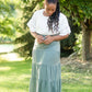 Light Olive Tiered Drawstring Skirt Skirts Tres Bien