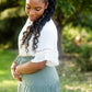 Light Olive Tiered Drawstring Skirt Skirts Tres Bien