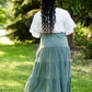 Light Olive Tiered Drawstring Skirt Skirts Tres Bien