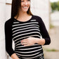 Women's modest black and navy striped raglan maternity shirt