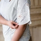 light weight scallop and embroidered hem modest top