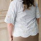 light weight scallop and embroidered hem modest top