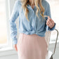 Light Wash Chambray Button Up Top - FINAL SALE Tops