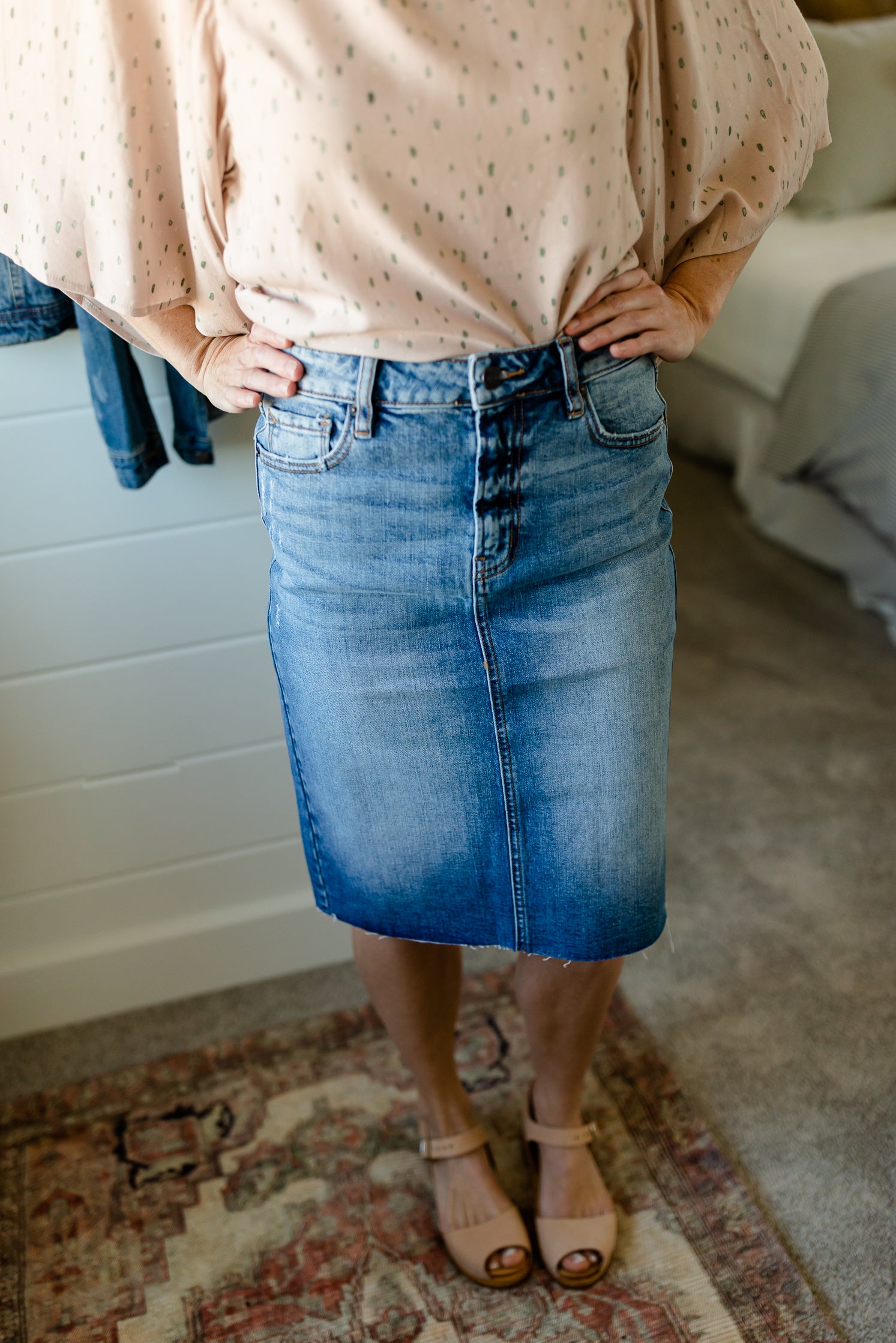 Light Wash Classic Midi Skirt - FINAL SALE Skirts