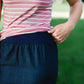 Women's modest light denim comfort band skirt