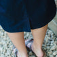 Women's modest light denim comfort band skirt