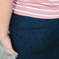 Women's modest light denim comfort band skirt
